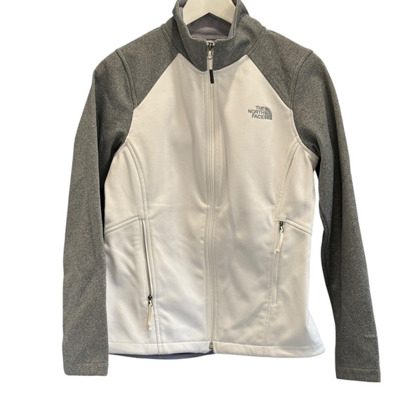 The North Face Women's Jacket WindWall Full Zip Size Small Petite White & Grey - Picture 1 of 8